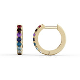 עגילי חישוק עדינים 0.31 קראט Rainbow