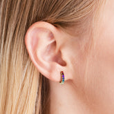 עגילי חישוק עדינים 0.31 קראט Rainbow