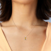 שרשרת כסף מצופה רודיום סיטרין בגט ויהלומים