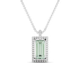 שרשרת אקוומארין ירוקה בגט ויהלומים כסף מצופה רודיום