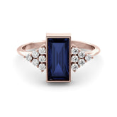 Art deco ring with sapphire and diamonds