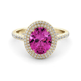 טבעת טופז ורוד-יהלומים Double Halo