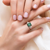 טבעת ארט-דקו אמרלד מוסונייט