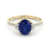 טבעת זהב משובצת ספיר 2.51 קראט ויהלומים