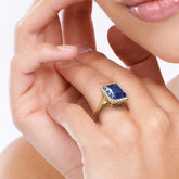 טבעת ספיר 6.51 קראט HALO יהלומים