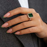 טבעת אמרלד 6.51 קראט כסף מצופה רודיום Amy