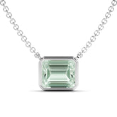 שרשרת כסף מצופה רודיום משובצת אקוומארין ירוקה 6.51 קראט