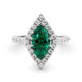 טבעת אמרלד ירוקה ויהלומים כסף מצופה רודיום