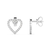 עגילי לב יהלומים כסף מצופה רודיום