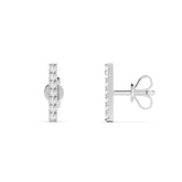 עגילי יהלומים כסף מצופה רודיום Bar