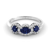 טבעת ספיר ויהלומים כסף מצופה רודיום Laney