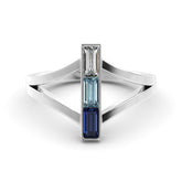 טבעת בגט כסף מצופה רודיום Vertical Oceanic