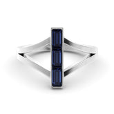 טבעת בגט ספיר כסף מצופה רודיום Vertical