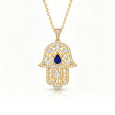 שרשרת חמסה ספיר ויהלומים בזהב - Shurya