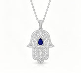 שרשרת חמסה ספיר ומוסונייט בכסף- Shurya