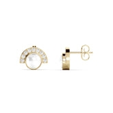 זוג עגילים מניפה פנינה ויהלומים