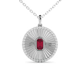 מדליון "קרני שמש" רובי ויהלומים כסף מצופה רודיום