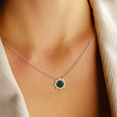 שרשרת כסף מצופה רודיום אמרלד ויהלומים Anne