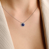 שרשרת כסף מצופה רודיום ספיר ויהלומים Anne