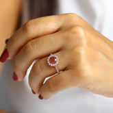 טבעת מוסונייט Watermelon ויהלומים כסף מצופה רודיום Alex