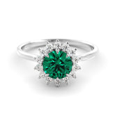 טבעת אמרלד ויהלומים כסף מצופה רודיום Alex