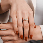 טבעת מוסונייט לב כסף מצופה רודיום Amor