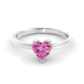 טבעת מוסונייט ורודה לב כסף מצופה רודיום Amor