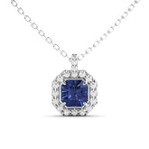 שרשרת כסף מצופה רודיום ספיר ויהלומים Euphoria