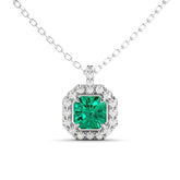 שרשרת כסף מצופה רודיום אמרלד ויהלומים Euphoria