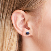 זוג עגילים עדינים ספיר ויהלומים