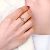 טבעת אקוומארין ירוקה ויהלומים Indaco