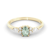 טבעת אקוומארין ירוקה ויהלומים Indaco