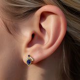 זוג עגילי ספיר ויהלומים Topal