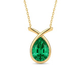 Gold Emerald Drop Necklace - Penelope
