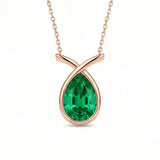 Gold Emerald Drop Necklace - Penelope