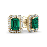 זוג עגילי אמרלד ויהלומים Halo