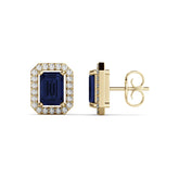 זוג עגילי ספיר ויהלומים Halo