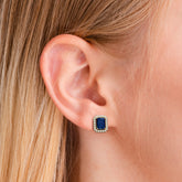 זוג עגילי ספיר ויהלומים Halo