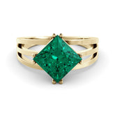 טבעת אמרלד Princess cut