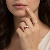 טבעת בגט רובי ויהלומים