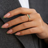 טבעת בגט אקוומארין ויהלומים