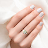 טבעת אקוומארין ירוקה ומוסונייט
