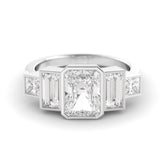 טבעת מוסונייט כסף מצופה רודיום Gili