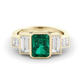 טבעת אמרלד ירוקה ומוסונייט Gili