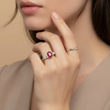 Vintage ring set with rubies and Midnight moissanites