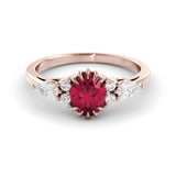 Vintage ring set with rubies and Midnight moissanites