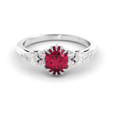 Vintage ring set with rubies and Midnight moissanites