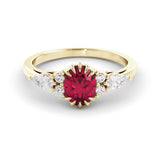 Vintage ring set with rubies and Midnight moissanites