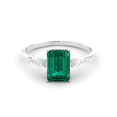 טבעת אמרלד ומוסונייט כסף מצופה רודיום Daniella