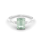 טבעת אקוומארין ירוקה ומוסונייט כסף מצופה רודיום Daniella